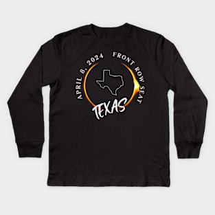 2024 Texas Eclipse Front Row Seat To Total Darkness Kids Long Sleeve T-Shirt